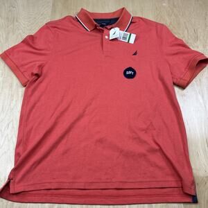Nautica Polo Shirt Men’s L Peppered Pink NWT Classic Cotton Blend SOFT K2530M